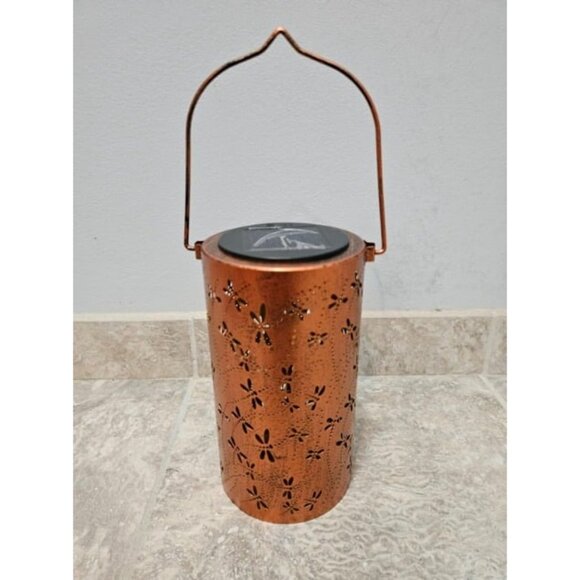 Solar Lanterns Outdoor Hanging Lantern Lights Dragonfly Hollowed-Out Metal Decor - Picture 2 of 3